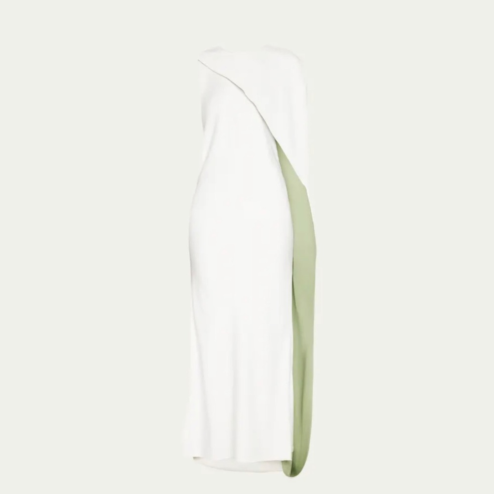 MARINA MOSCONE - Contrast Shell Cape Crepe Maxi Dress